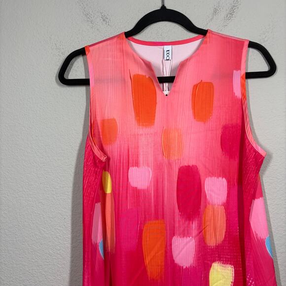 Uoozee Size Medium Flowy Sleeveless Maxi Dresses Contrast Color Printed V Neck - Picture 3 of 10